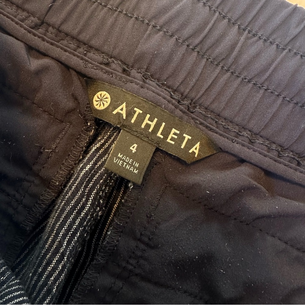ATHLETA Bali 100% Linen Pull On Pants Womens Size 4 Navy Stripe Nautical Coastal - Picture 13 of 15